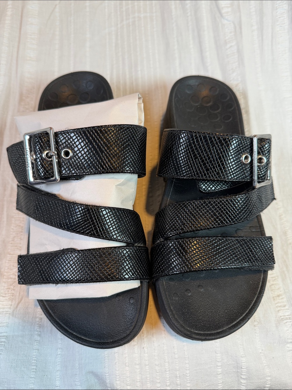 Vionic Rio Lizard 3-Strap Buckle Platform Slide Orthopedic Sandals Women’s 5